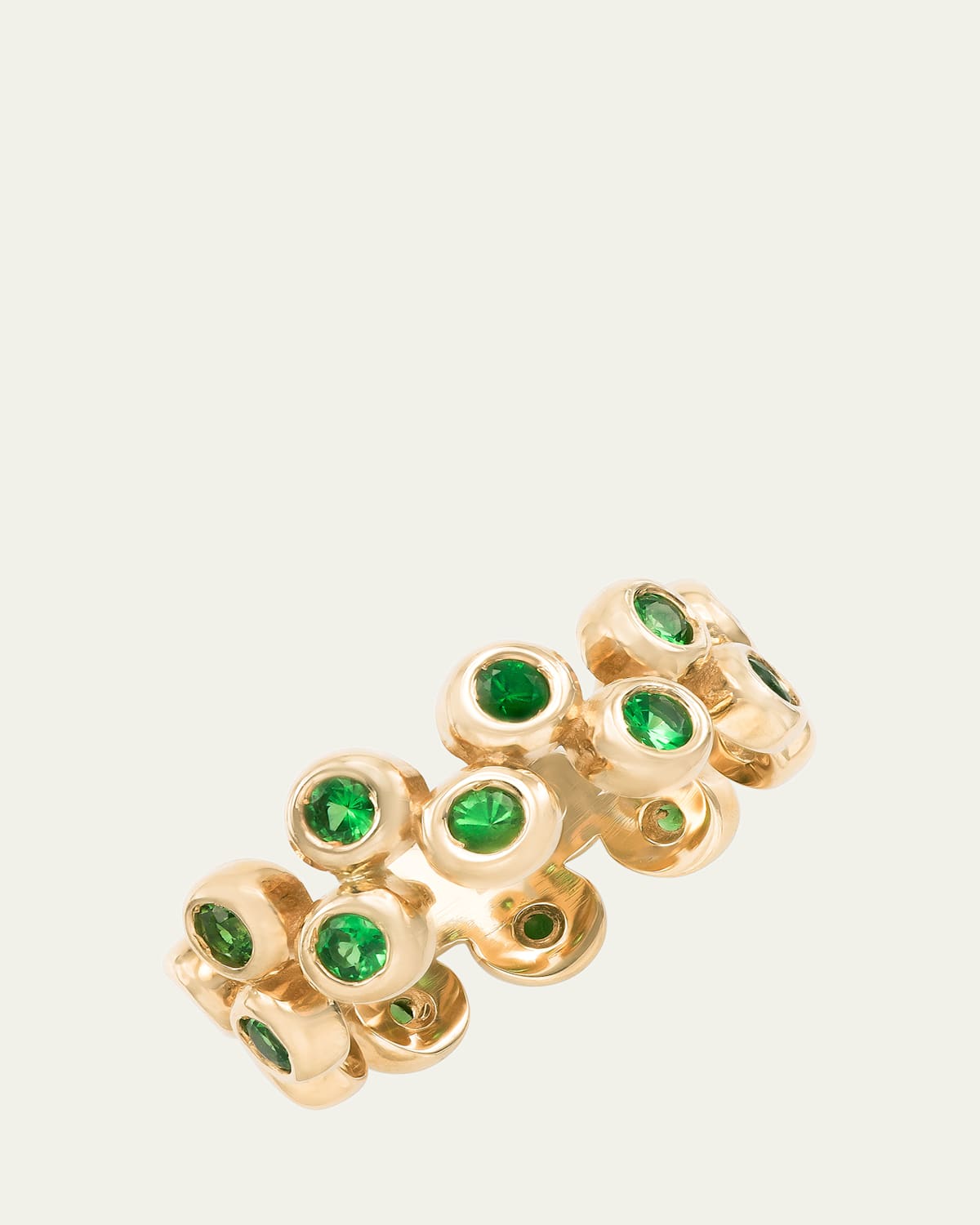 14K Yellow Gold Floating Ring Set with Tsavorite