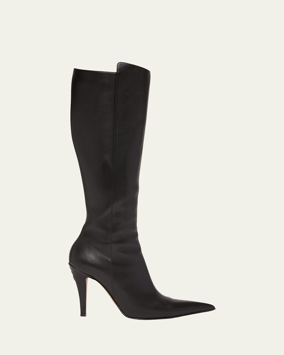 Alexander Mcqueen Faux Leather Birdee Knee-high Boots 105 In Black