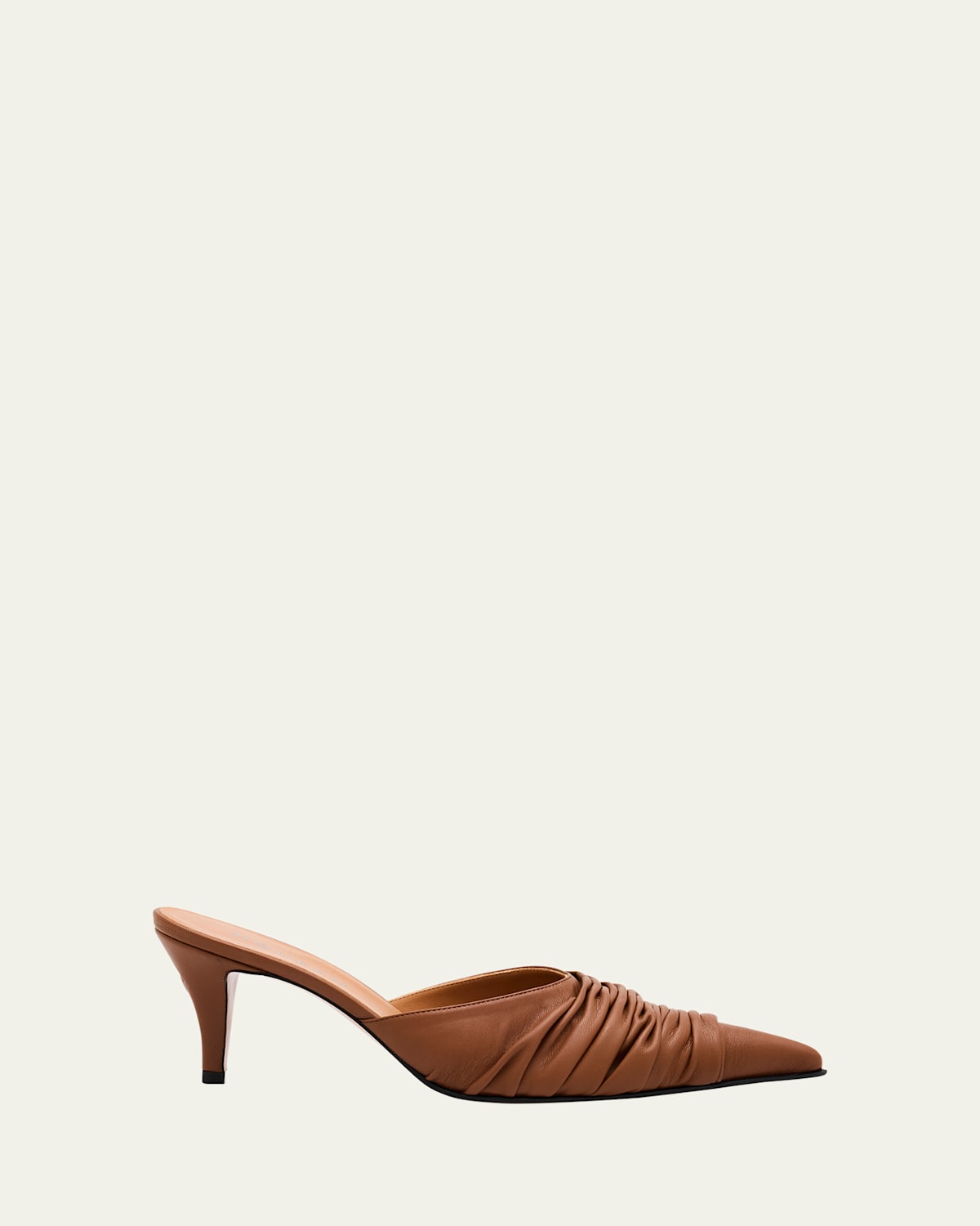 Alexander Mcqueen Ruched Leather Mule Pumps In Rust