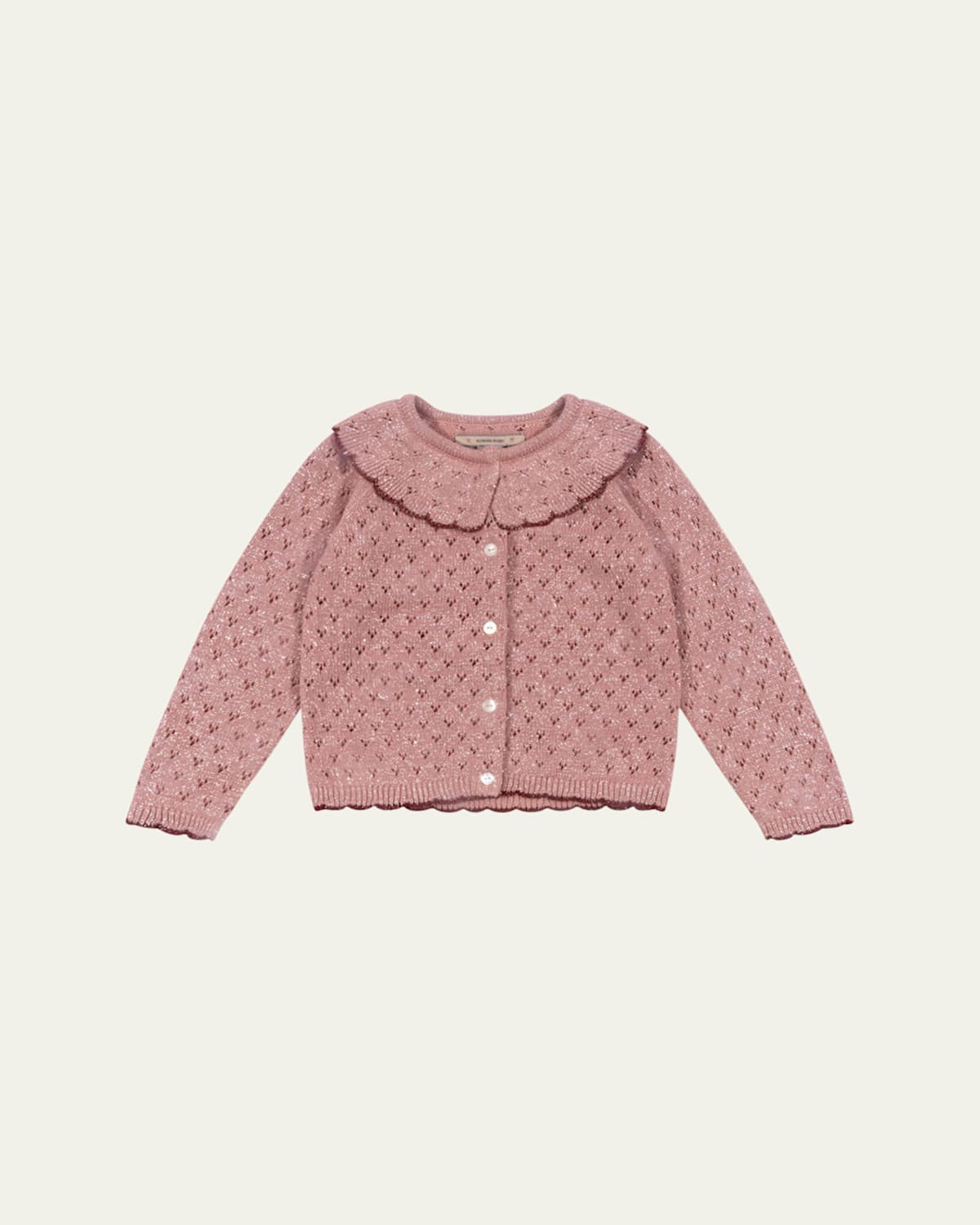 KONGES SLOJD GIRL'S SCALLOP-TRIM HOLIDAY CARDIGAN 