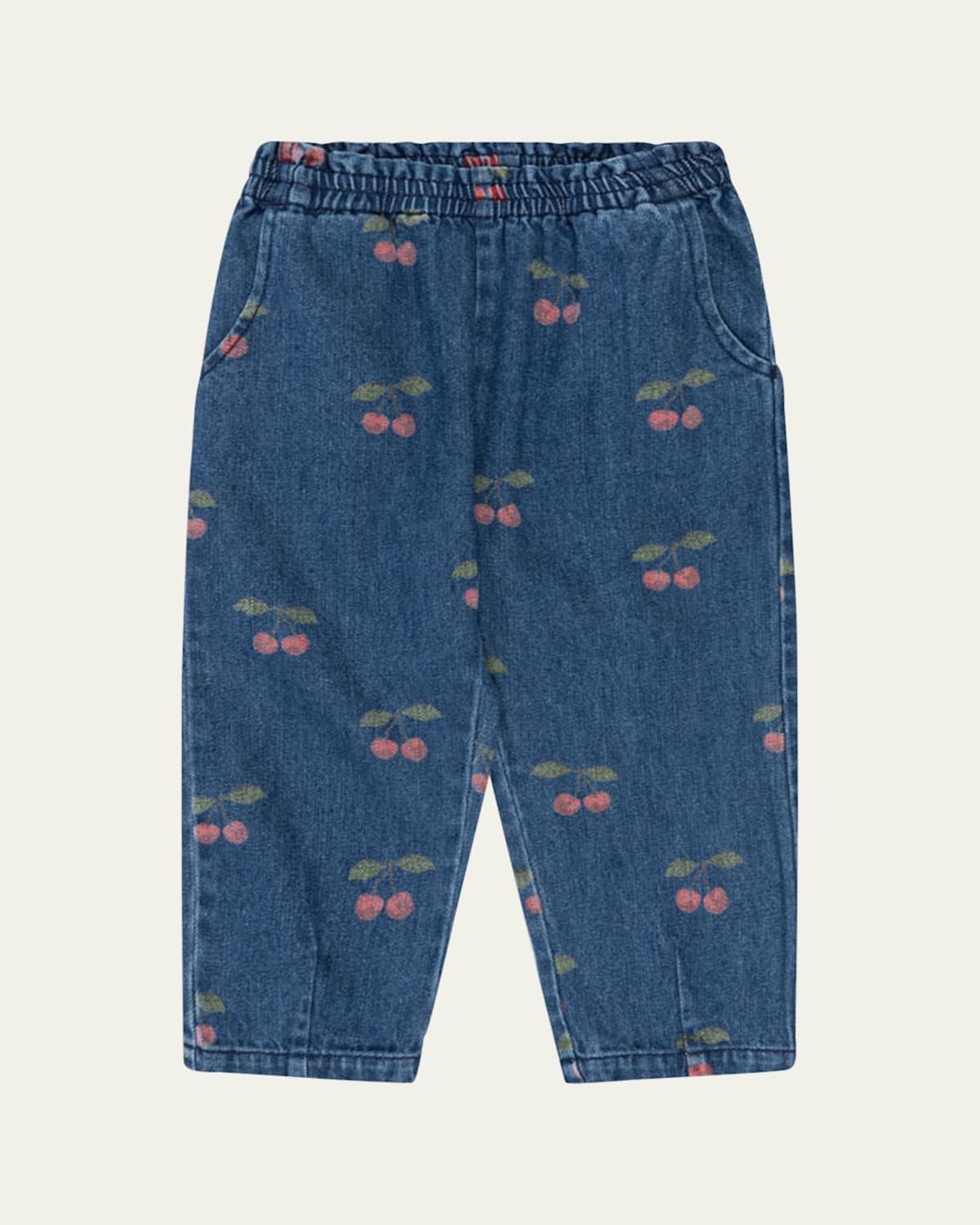 KONGES SLOJD GIRL'S MAGOT CHERRY-PRINT DENIM POCKET PANTS 
