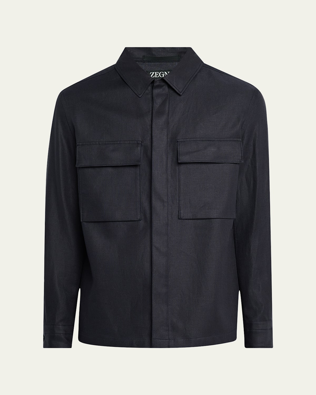 ZEGNA MEN'S OASI LINEN OVERSHIRT 