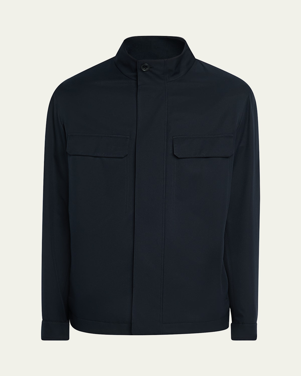 Zegna Men's Solid Microfiber Overshirt In Black