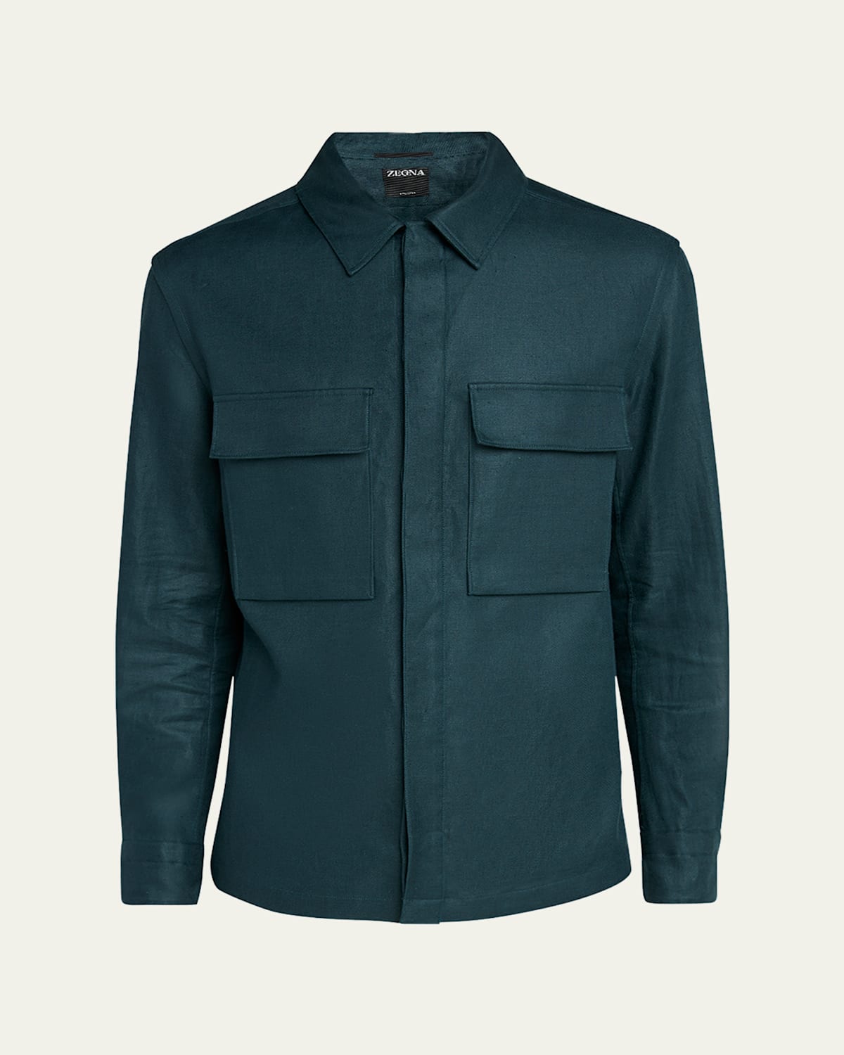 Zegna Overshirt Linen Concealed Placket