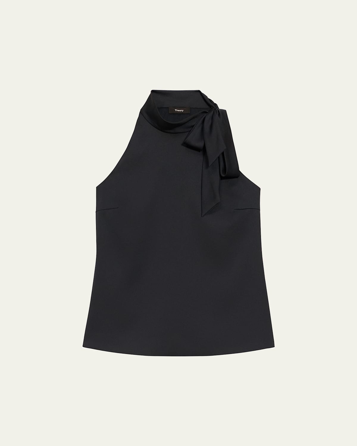Theory Black Sleeveless Top With Halterneck And Side Tie Detail In Black
