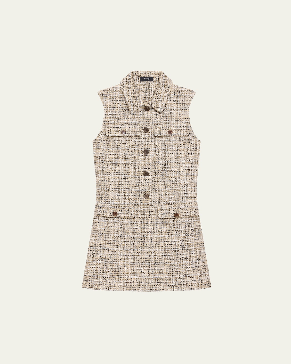 Theory Mixed Tweed Military Mini Dress In Wheat Mlt