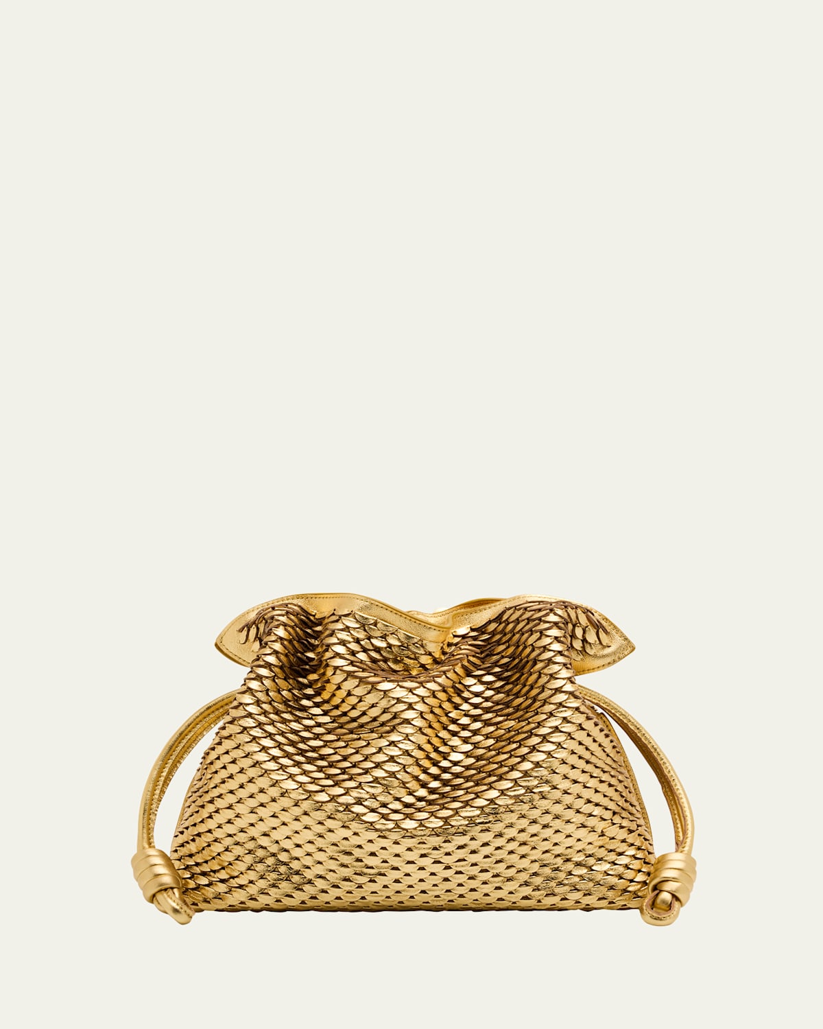 Loewe Flamenco Clutch Bag In Scales Metallic Leather In Gold