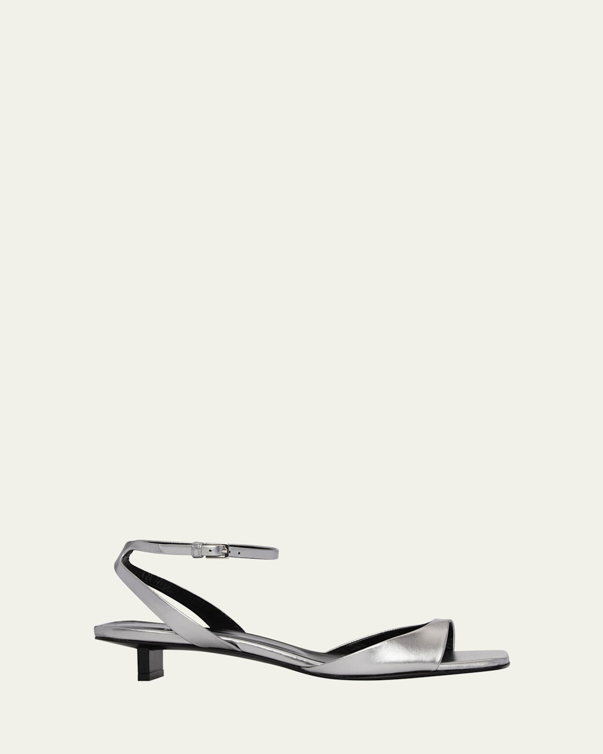 Stella Metallic Kitten Ankle-Strap Sandals