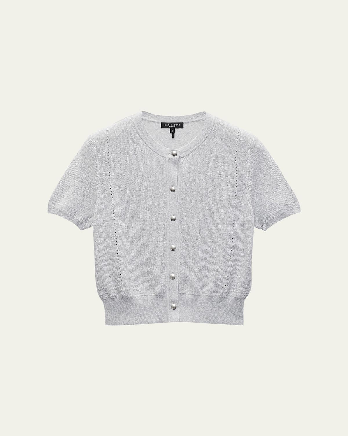 Rag & Bone Dina Short-sleeve Cardigan In Heathgry