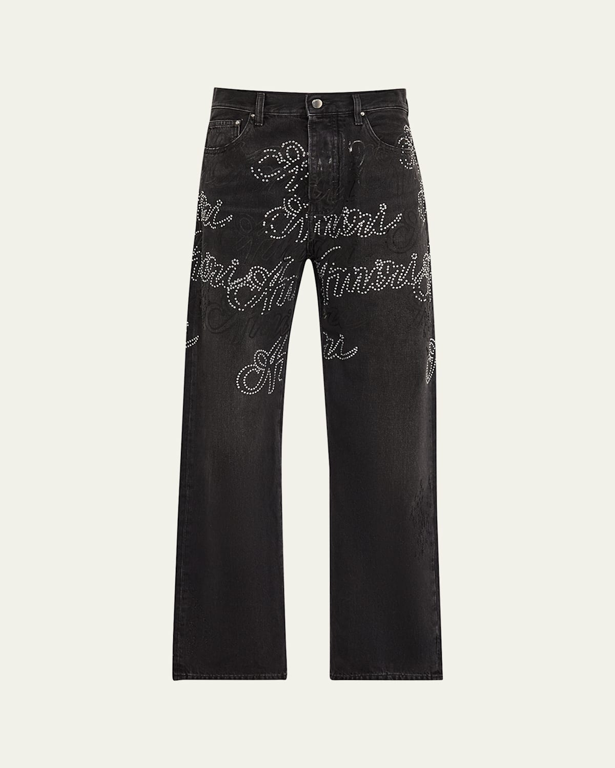 Men's Crystal Script Straight-Leg Jeans