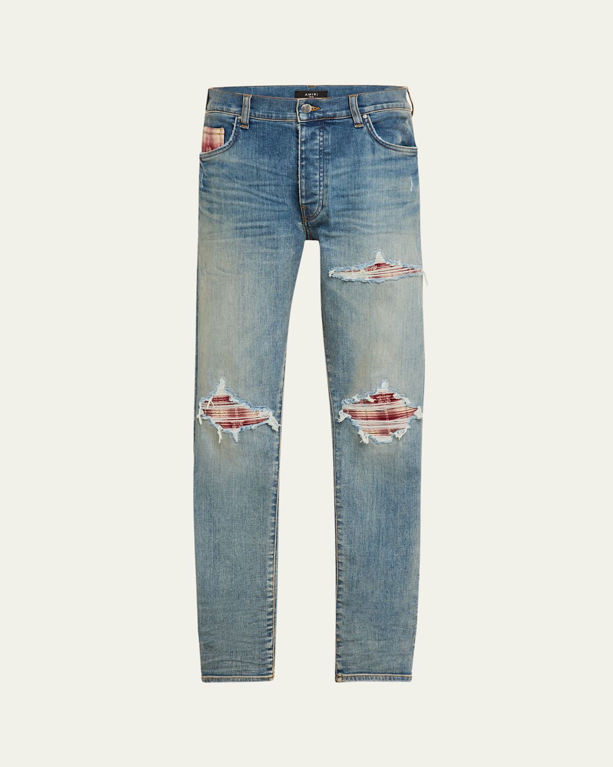Amiri Plaid Mx1 Jeans - Men's - Elastomultiester/cotton/elastane In True Indigo