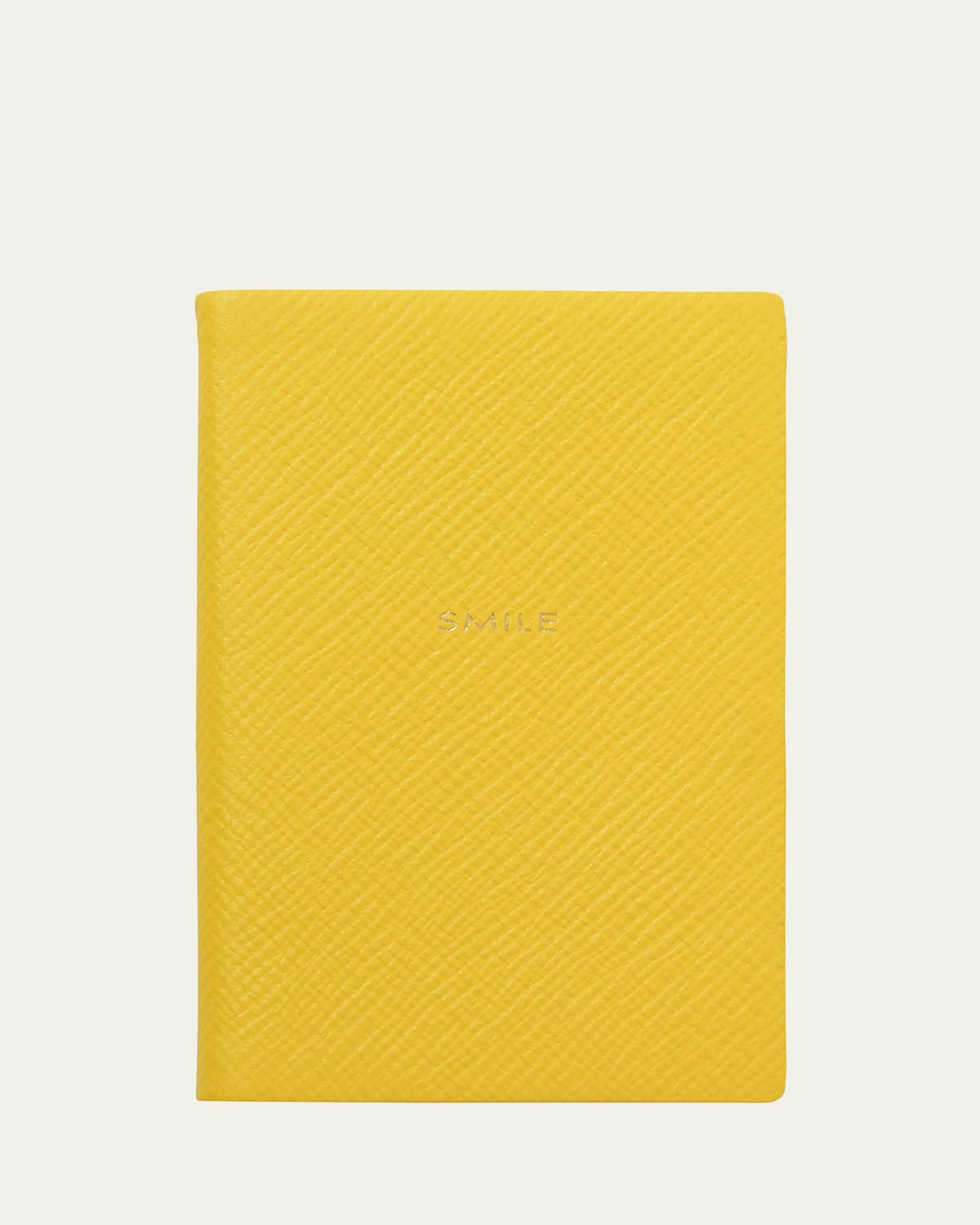Smythson Smile Wafer Panama Leather Pocket Notebook, Lemon In Lemon