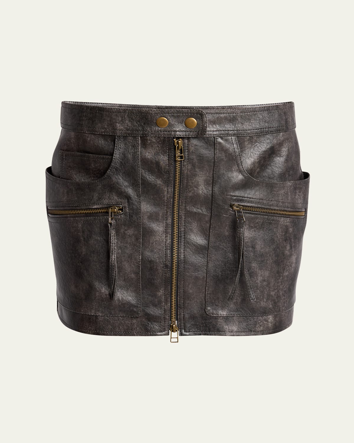 Claudine Faux Leather Zip Mini Skirt