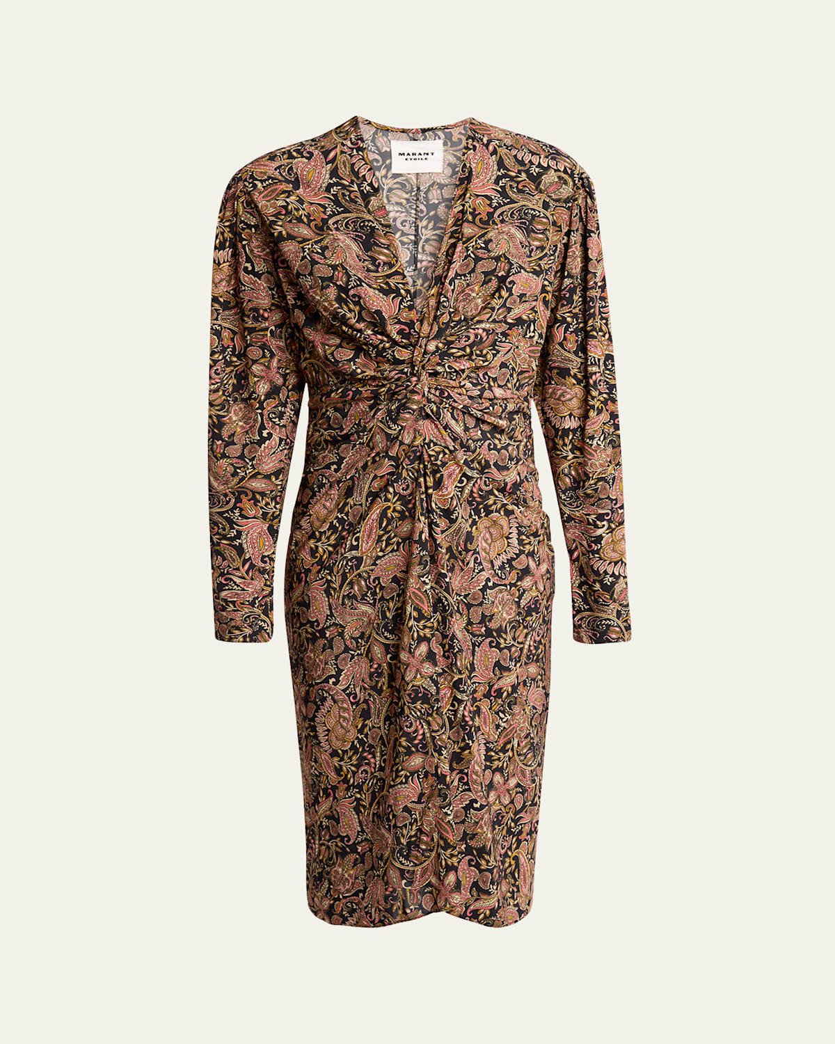 Zeliha Paisley Twist Front Midi Dress