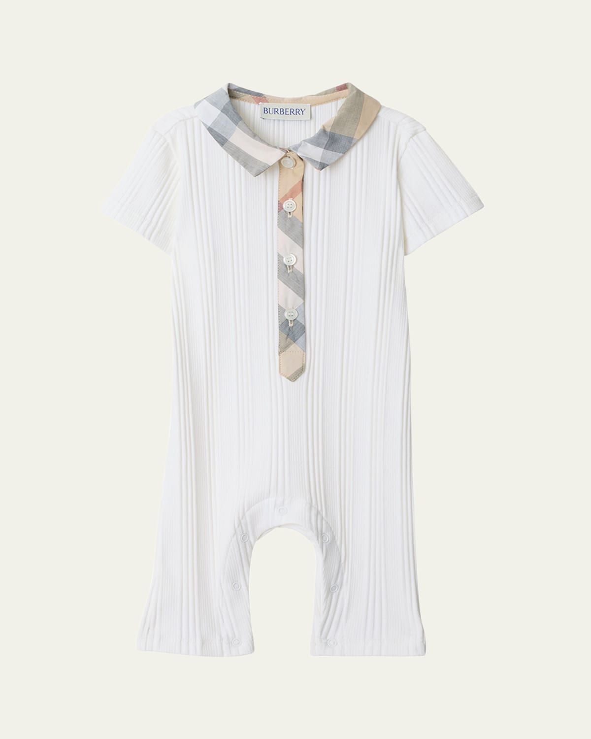 Burberry Boy's Jaxon Check Playsuit In White