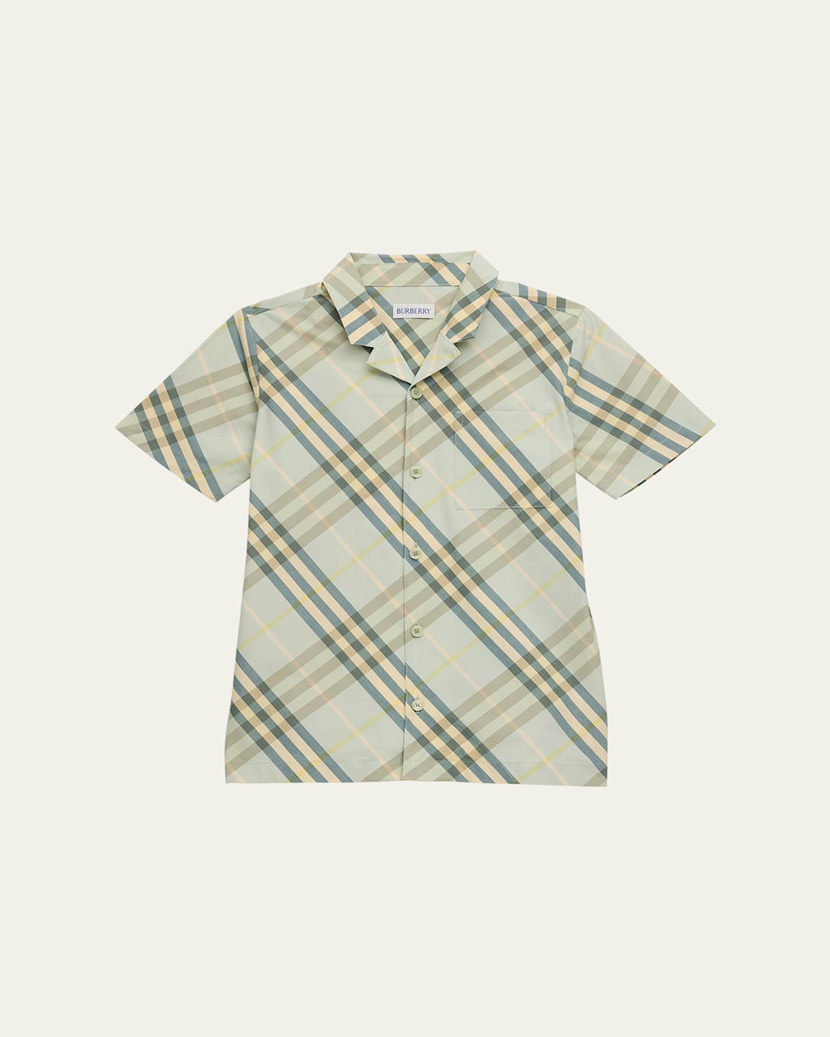 Burberry Boy's Check-print Button Down Shirt In Breeze Ip Check