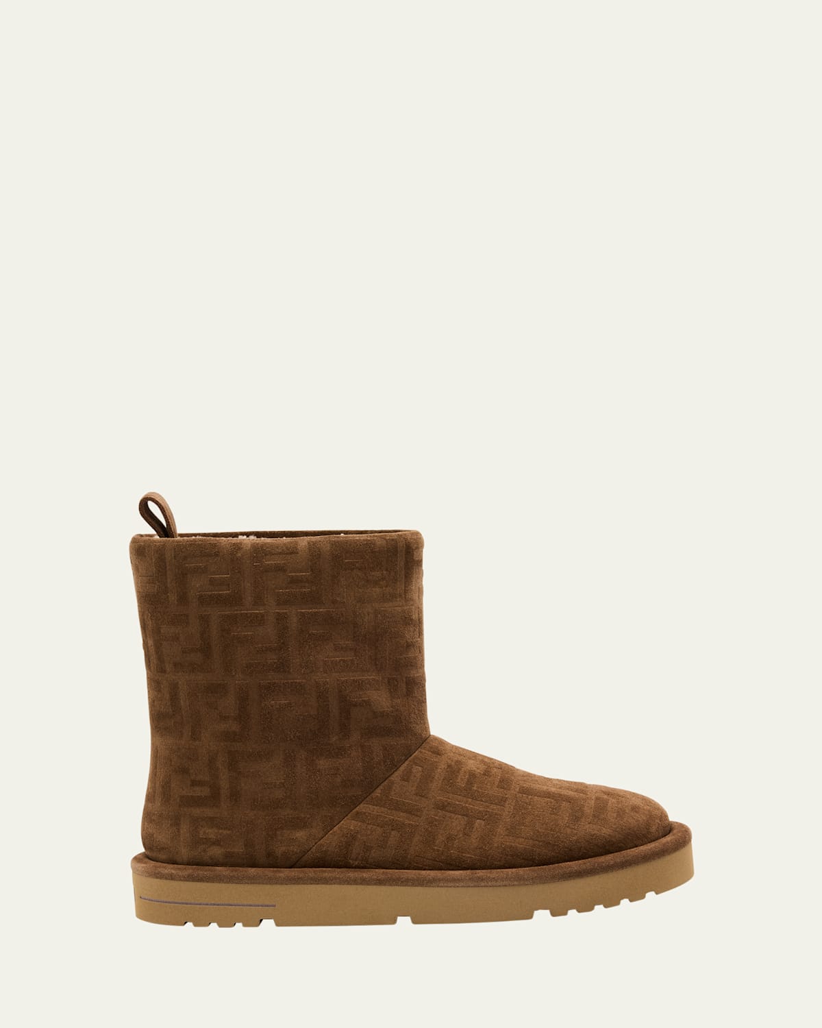 Shop Fendi Shearling-lined Ff Embossed Leather Ski Boots In Tabacco Latte