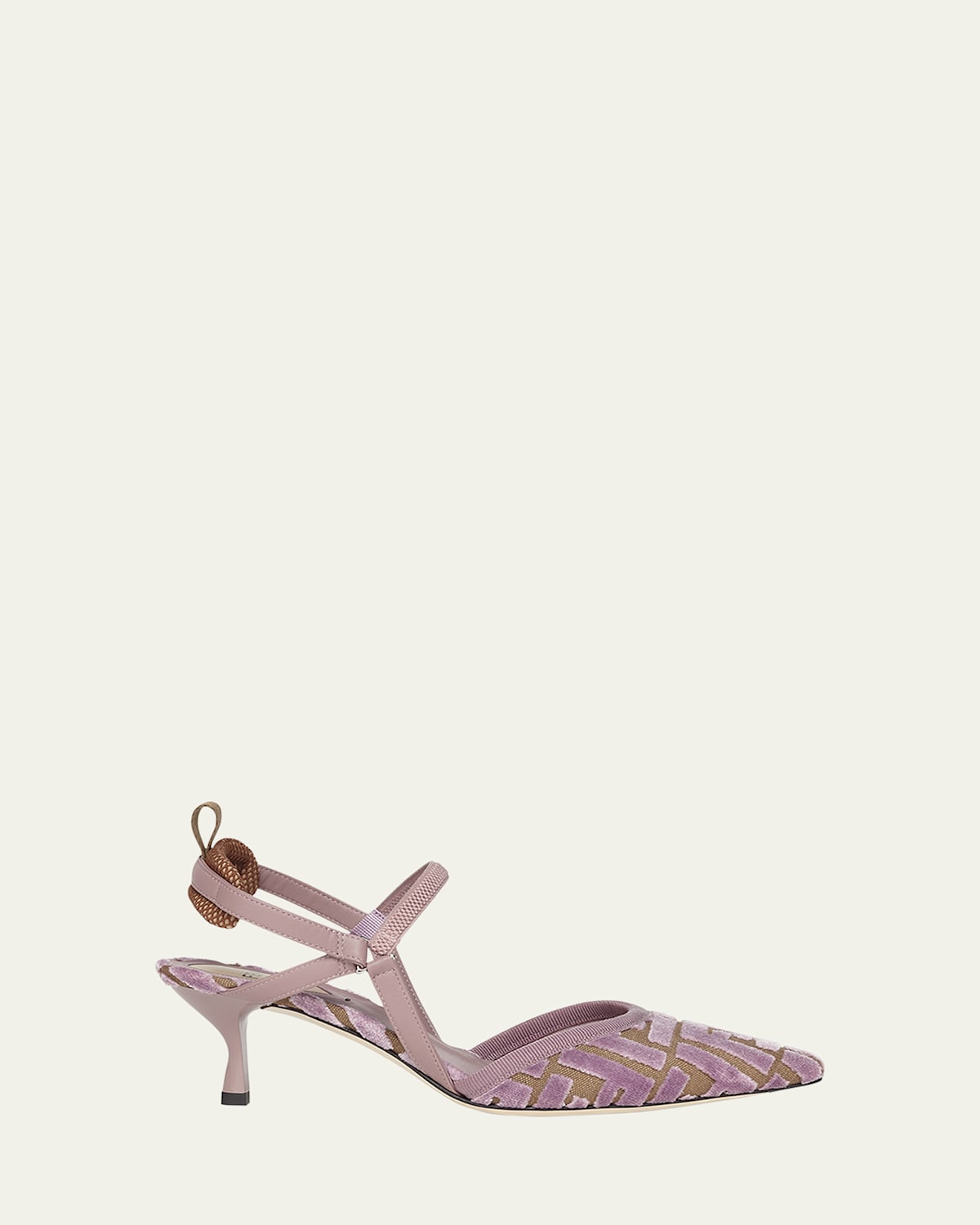 Shop Fendi Colibri Ff Tapestry Slingback Kitten-heel Pumps In Bei Mauve