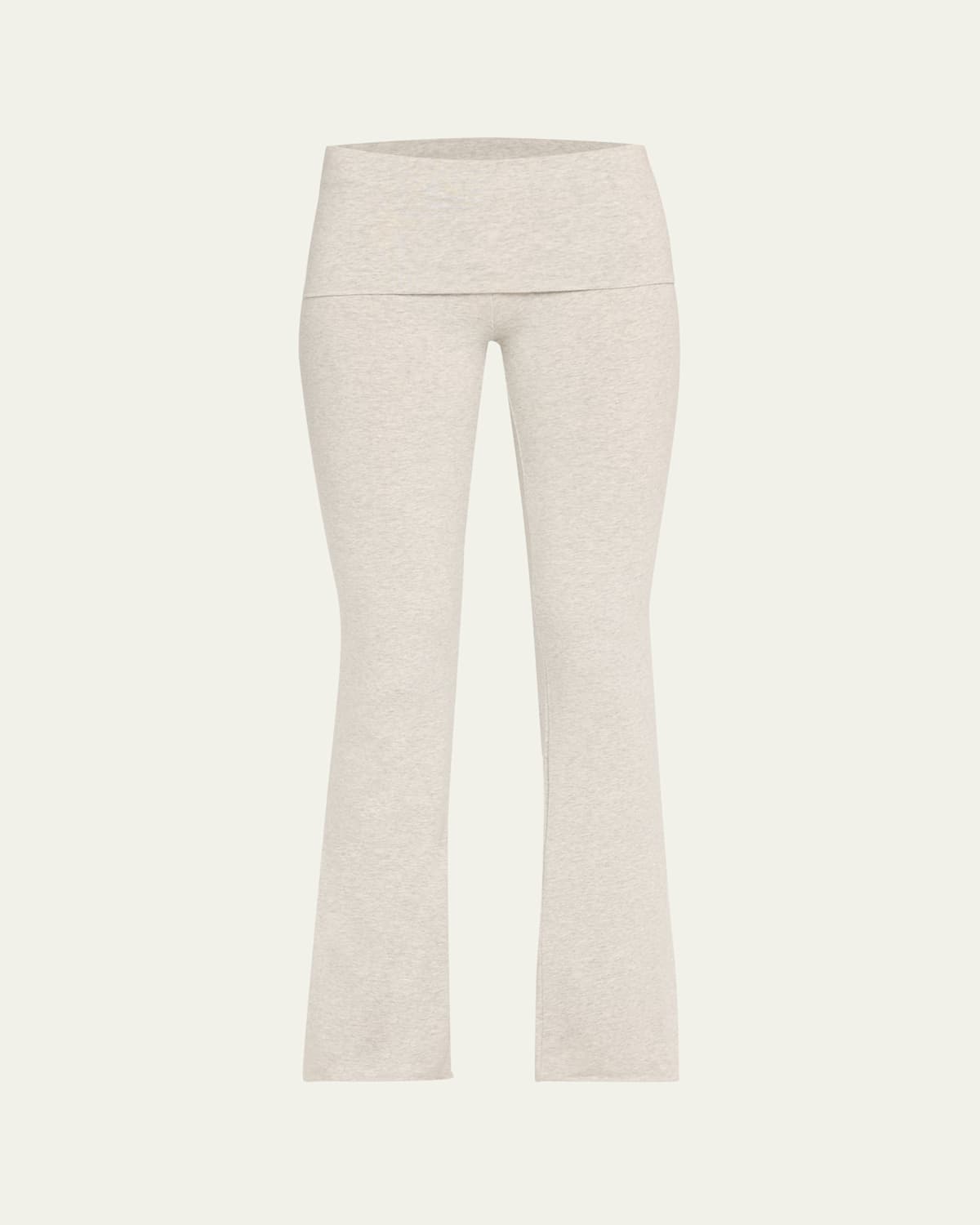 Cotton Jersey Foldover Flare-Leg Pants