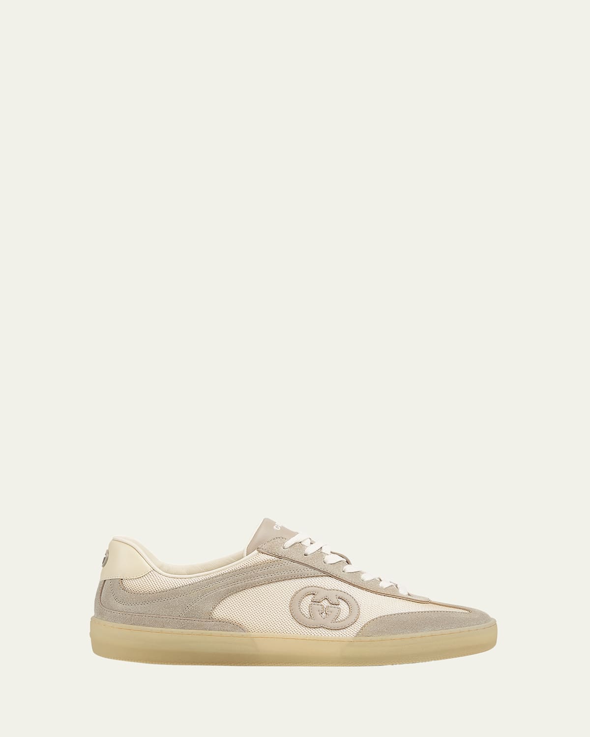 Gucci Men Two-tone Mesh And Suede Sneakers In Beige/sand