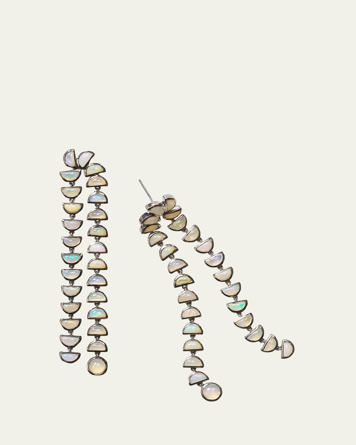 Sterling Silver Marabou Earrings with Black Rhodium and Ethiopian Opal