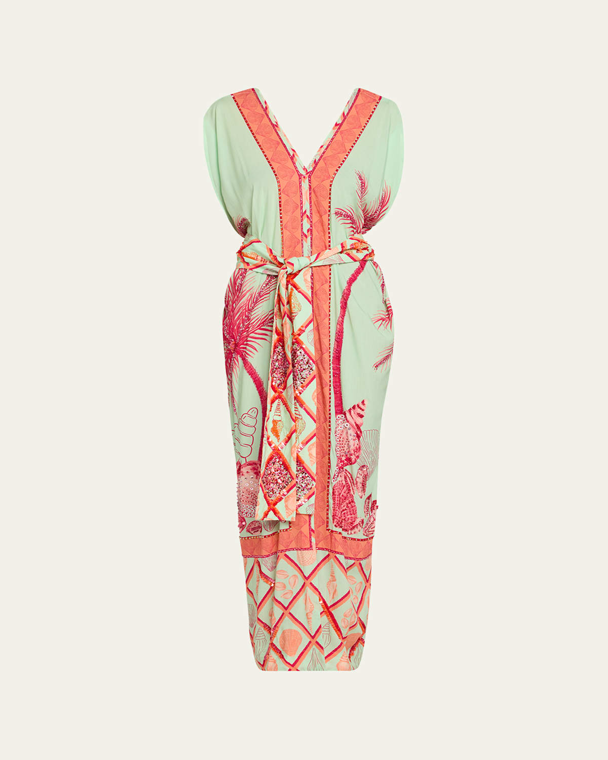 Hand-Beaded Ocean Kaftan Dress