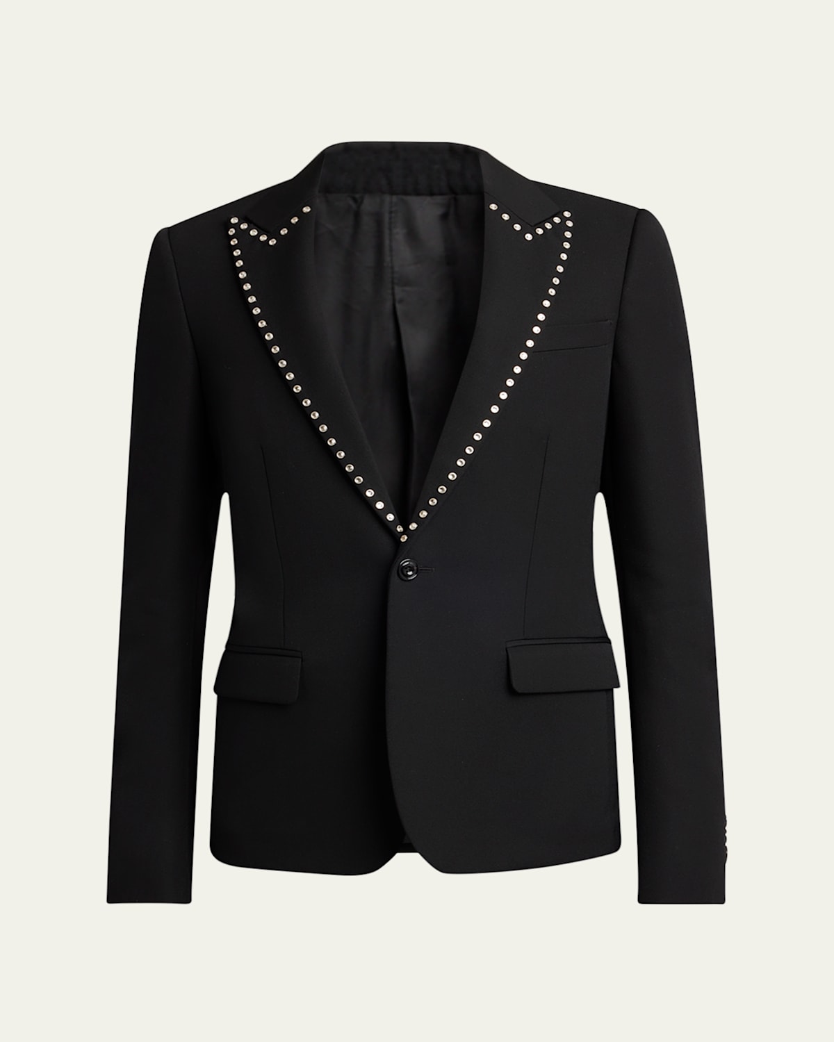 Alexander Mcqueen Men's Studded-lapel Dinner Jacket In Black
