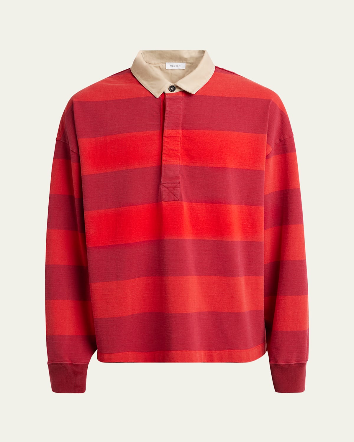 Alexander Mcqueen Men's Oversized Rugby Polo Shirt In Red/blue