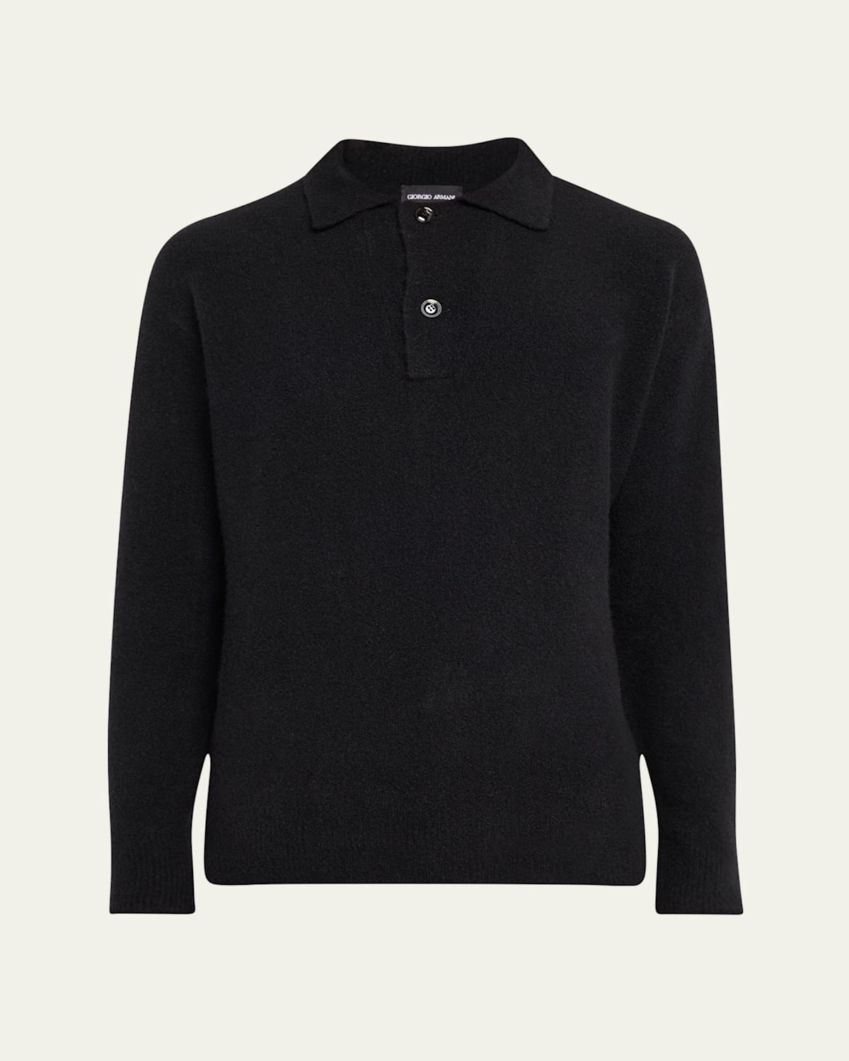 Giorgio Armani Long-sleeved Stretch Polo Shirt In Cashmere And Silk
