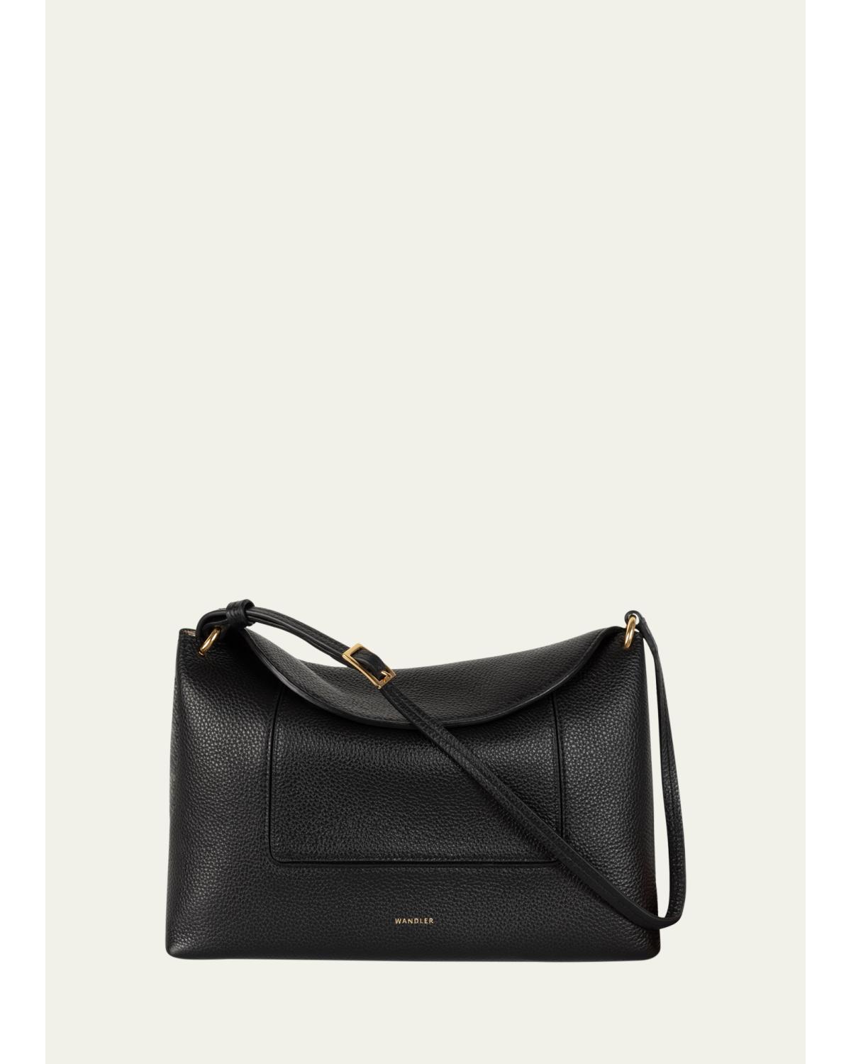 Wandler Penelope Slouch Leather Shoulder Bag In Black Crus