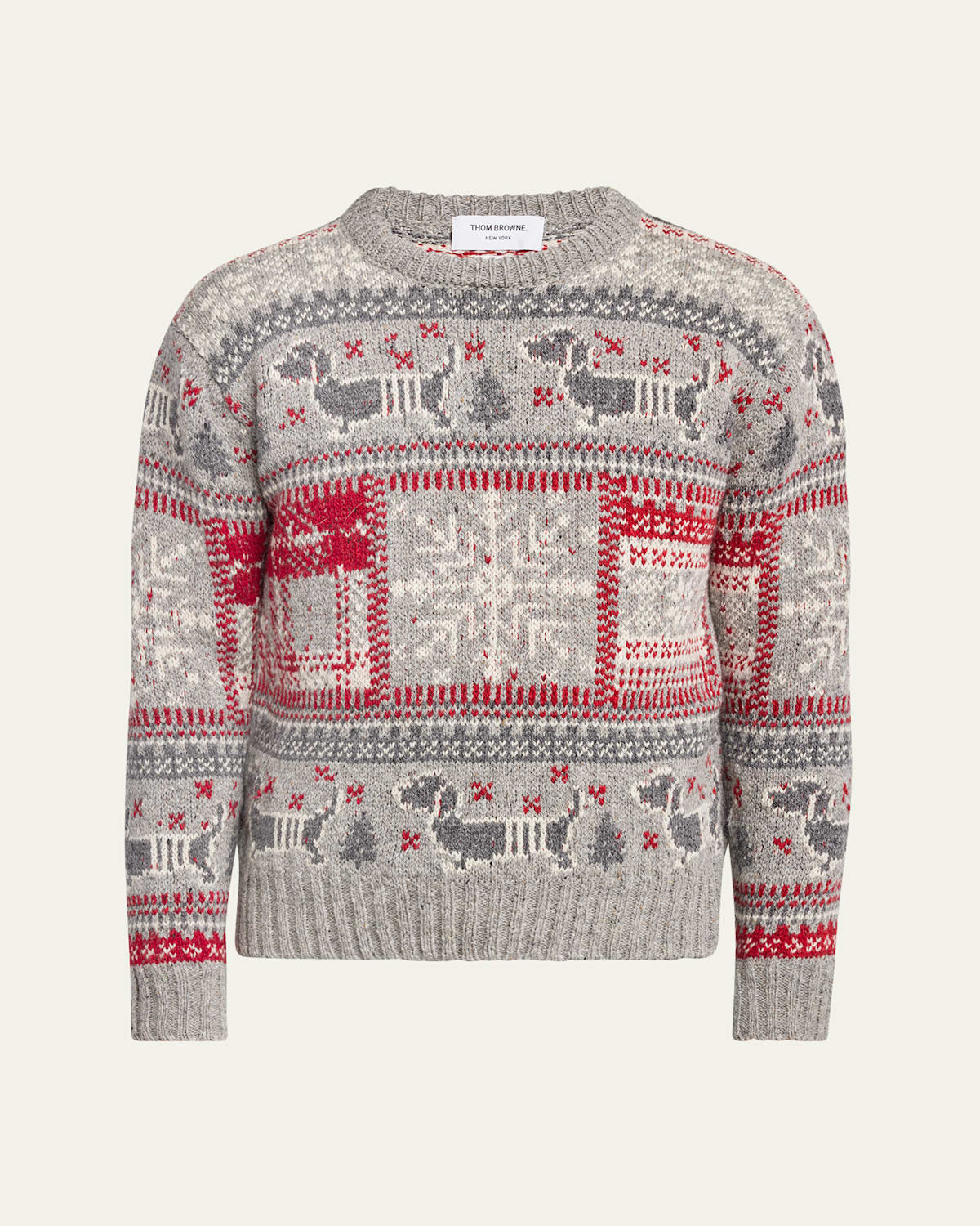Thom Browne Fair Isle Intarsia Jumper In Light/pastel Grey