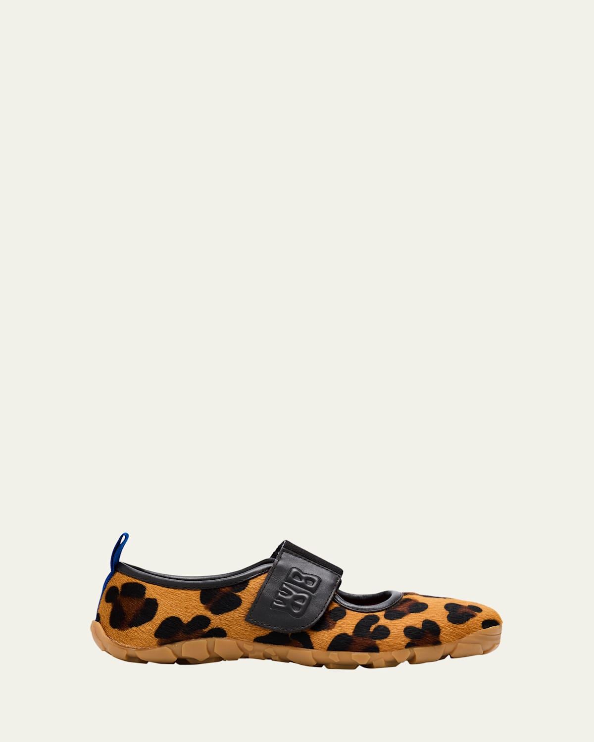 Wales Bonner Leopard Mary Jane Ballerina Sneakers In Tanblack