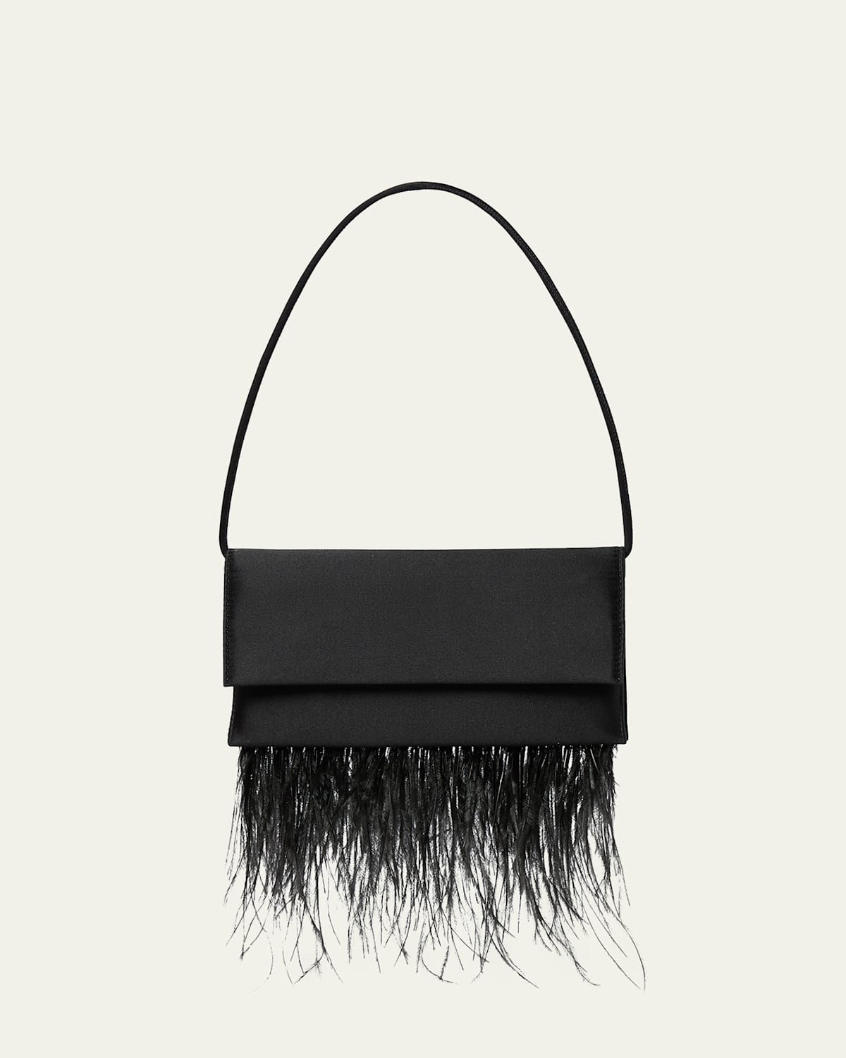 Charlee Feather Flap Satin Shoulder Bag