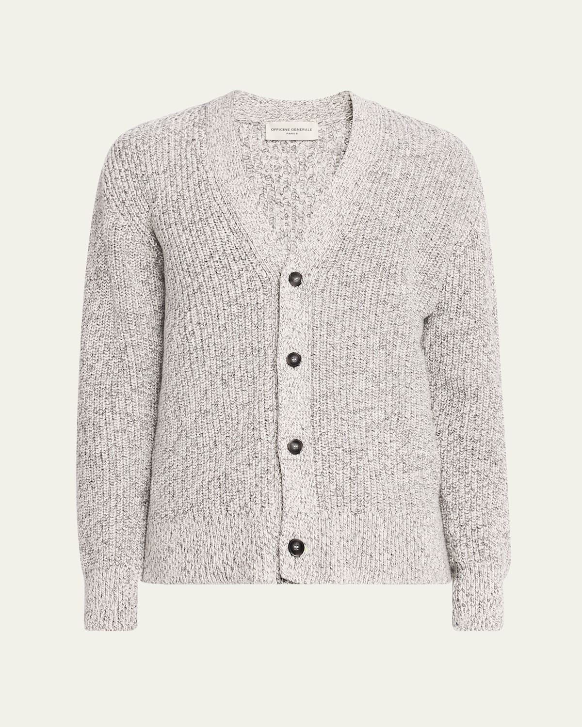 OFFICINE GENERALE MEN'S MILES HEATHERED CARDIGAN 
