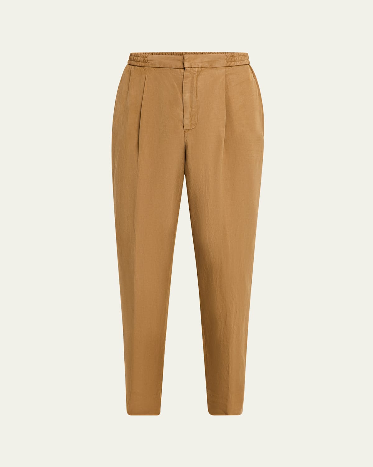 Officine Generale Men's Pleated Elastic-waist Pants In Cigar