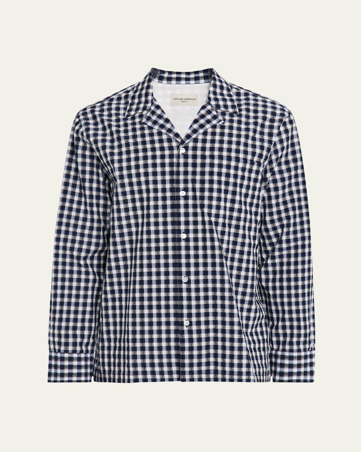 OFFICINE GENERALE MEN'S GINGHAM SEERSUCKER BUTTON-DOWN SHIRT 