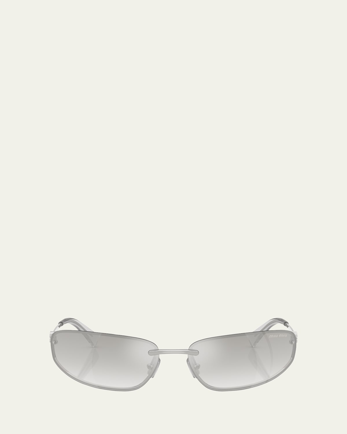 Miu Miu A50s Rimless Oval Metal Sunglasses In Silver