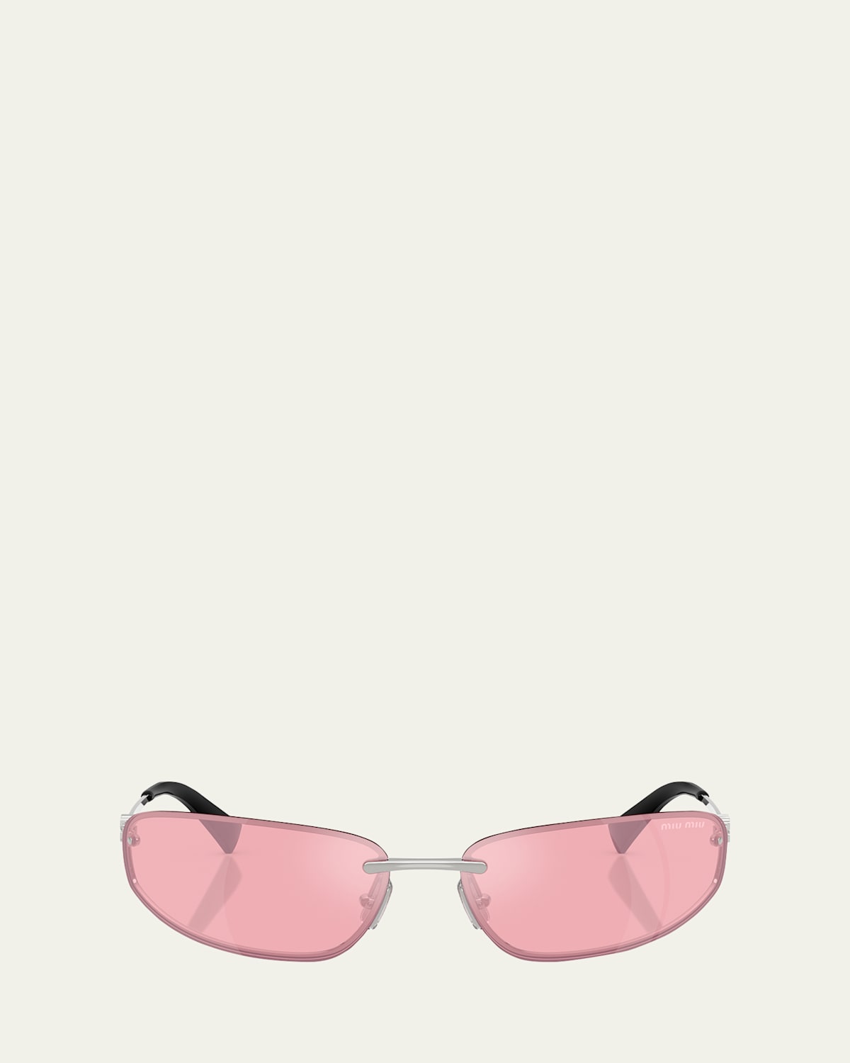 Miu Miu A50s Rimless Oval Metal Sunglasses In Pink
