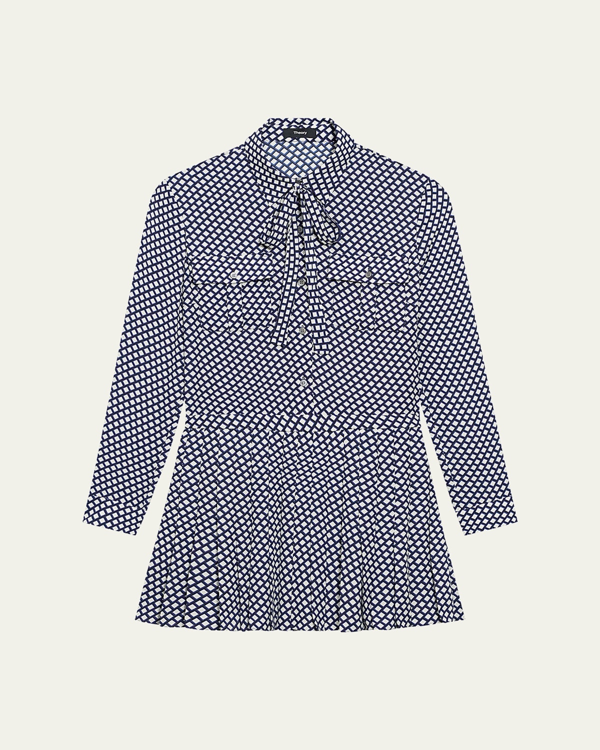 Theory Square Print Mini Dress In Sapphire Multi