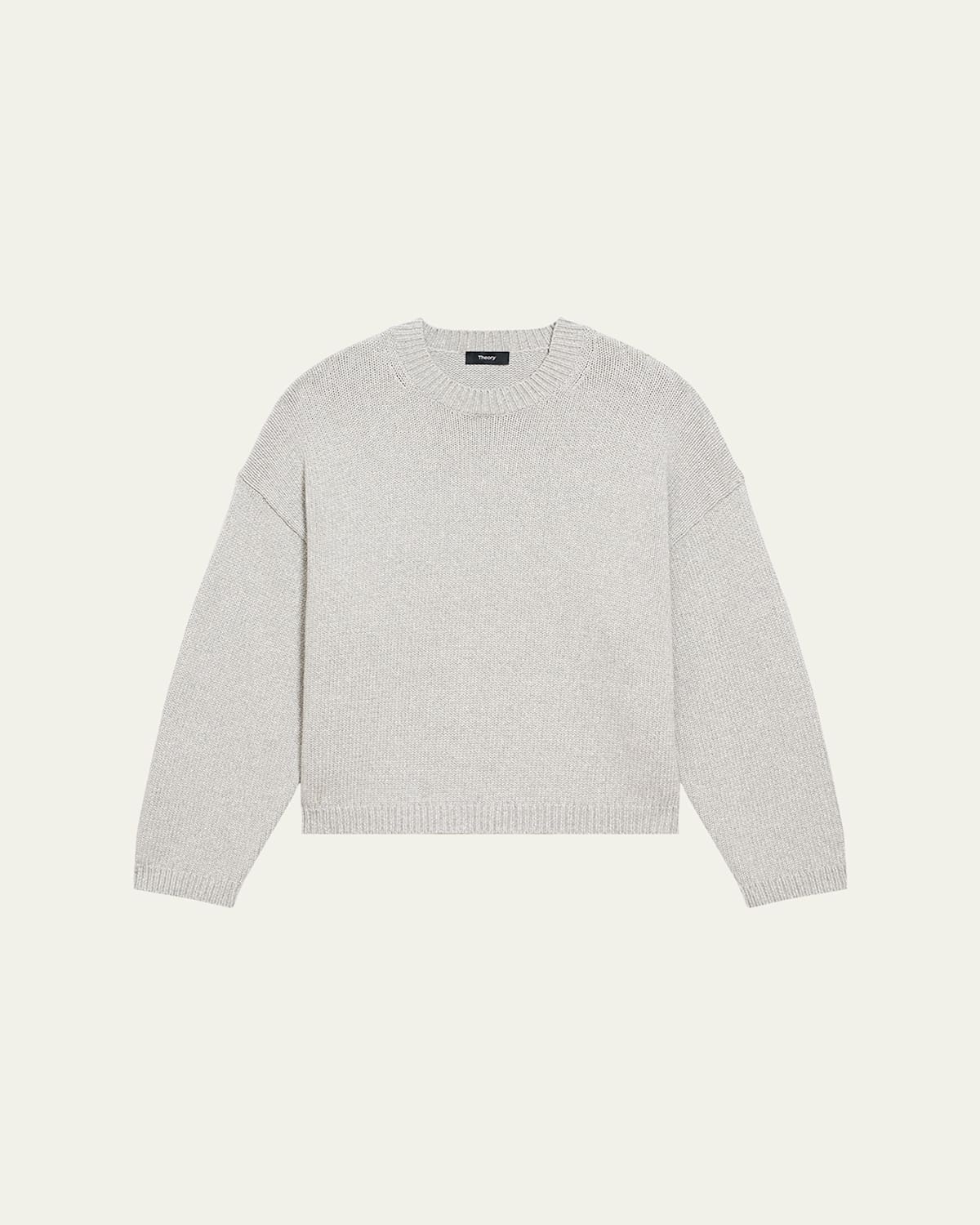 Theory Mini Pointelle Stitch Long-sleeve Pullover Top In Light Heather Grey