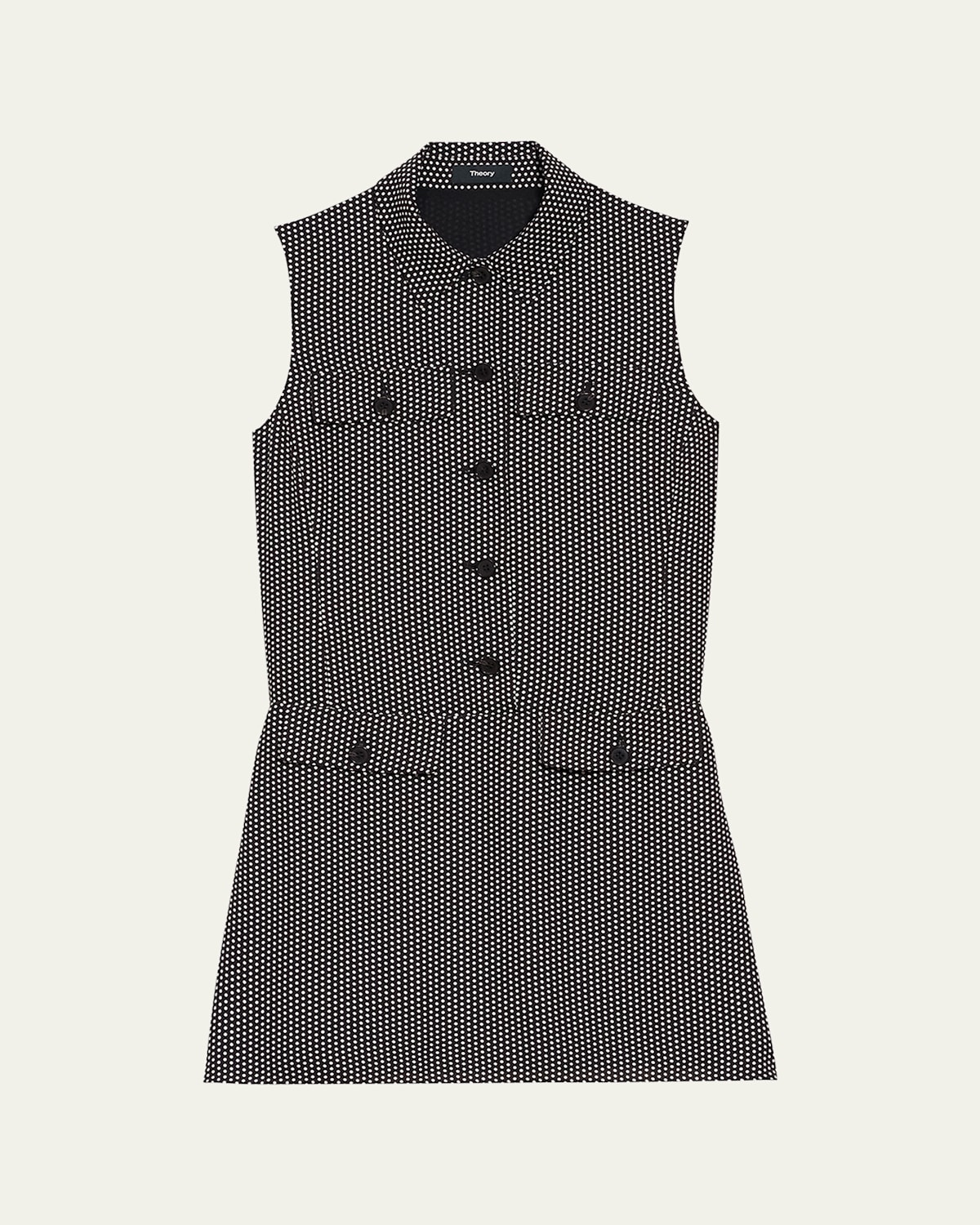 Theory Button Front Recycled Polyester Minidress In Black Multi