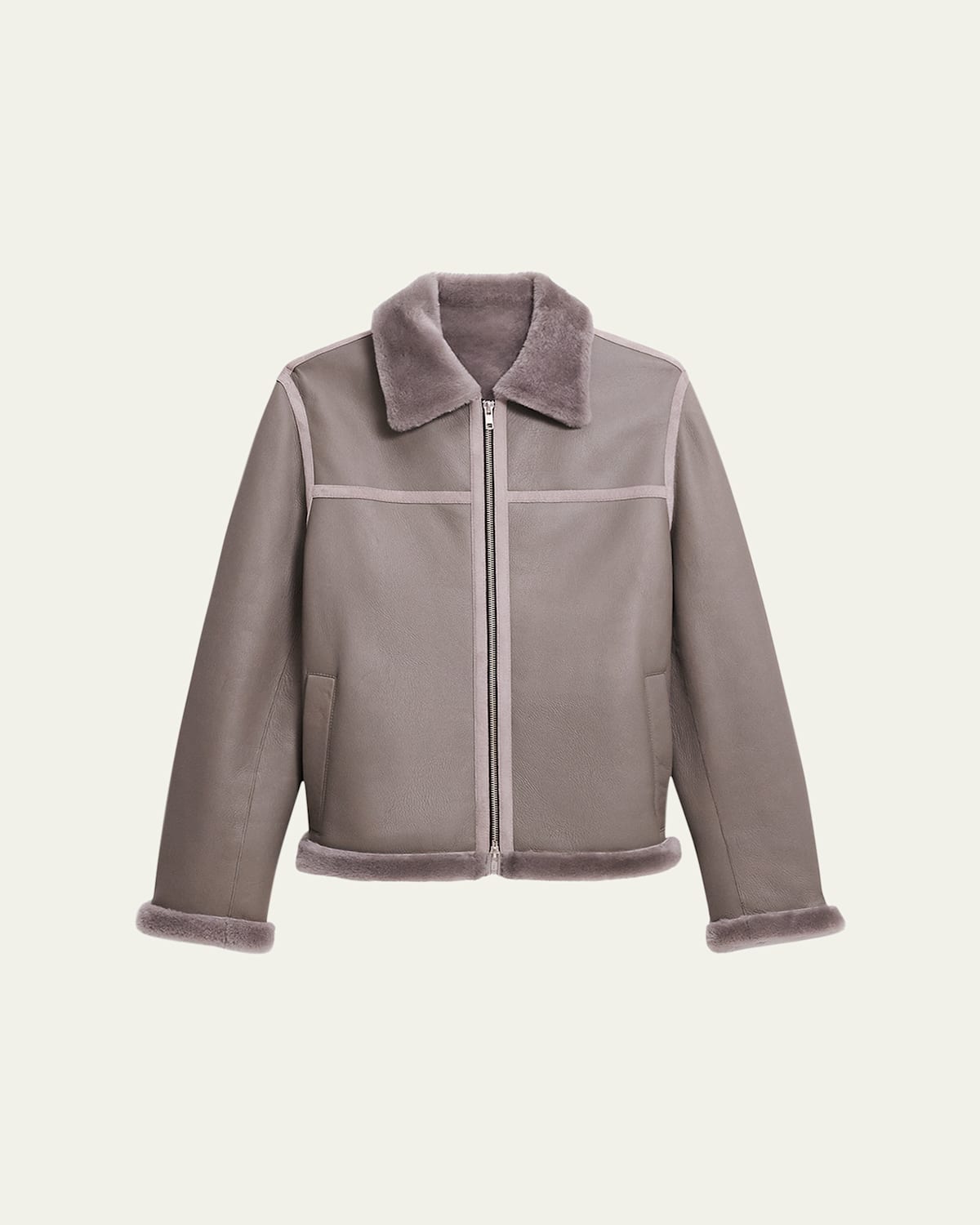 Theory Shearling Jacket In Iron Grey