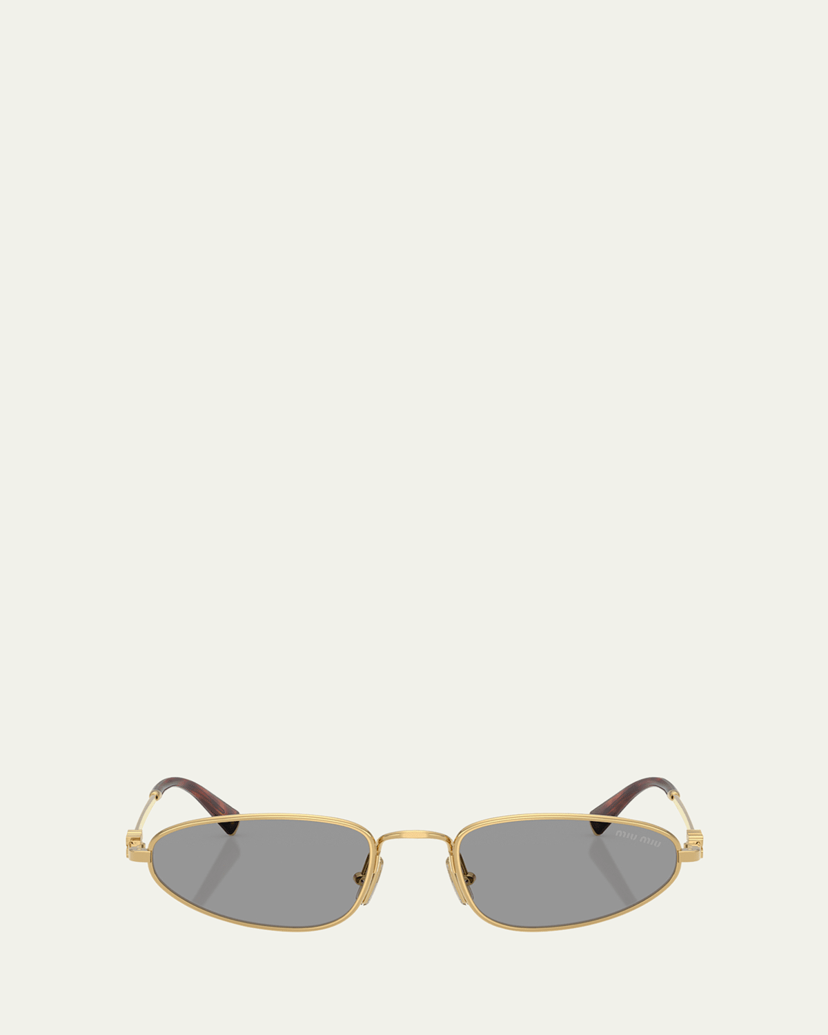 Miu Miu Logo Metal Oval Sunglasses In Gold