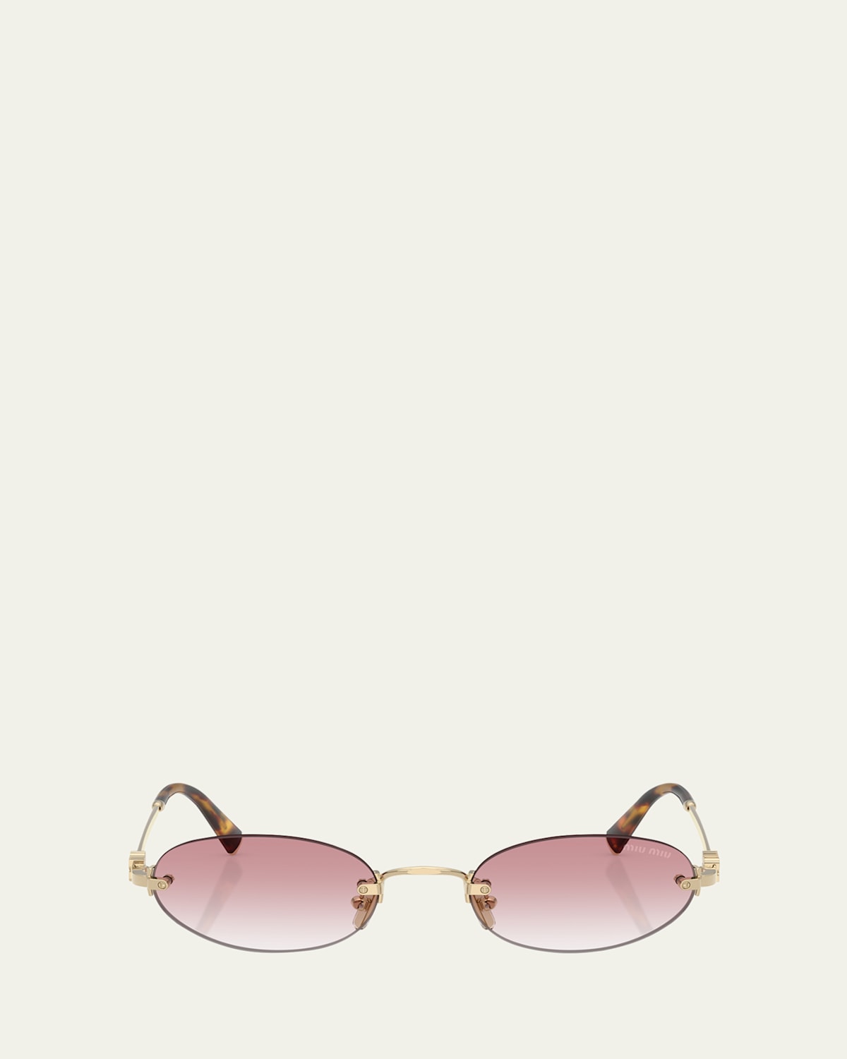 Miu Miu Oval-frame Sunglasses In Pale Gold