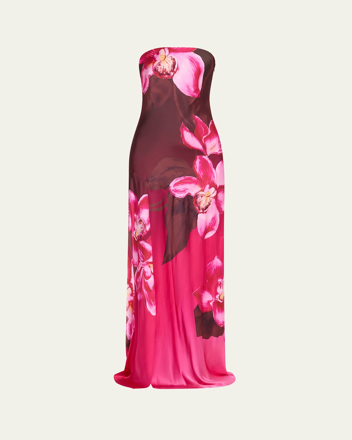 RETROFÉTE AIYANNA FLORAL SILK STRAPLESS DRESS 