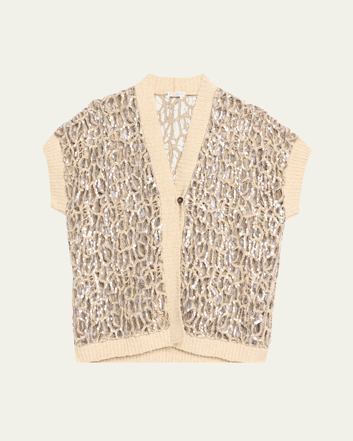 BRUNELLO CUCINELLI ABSTRACT NET SEQUINED KNIT OPERA CARDIGAN 