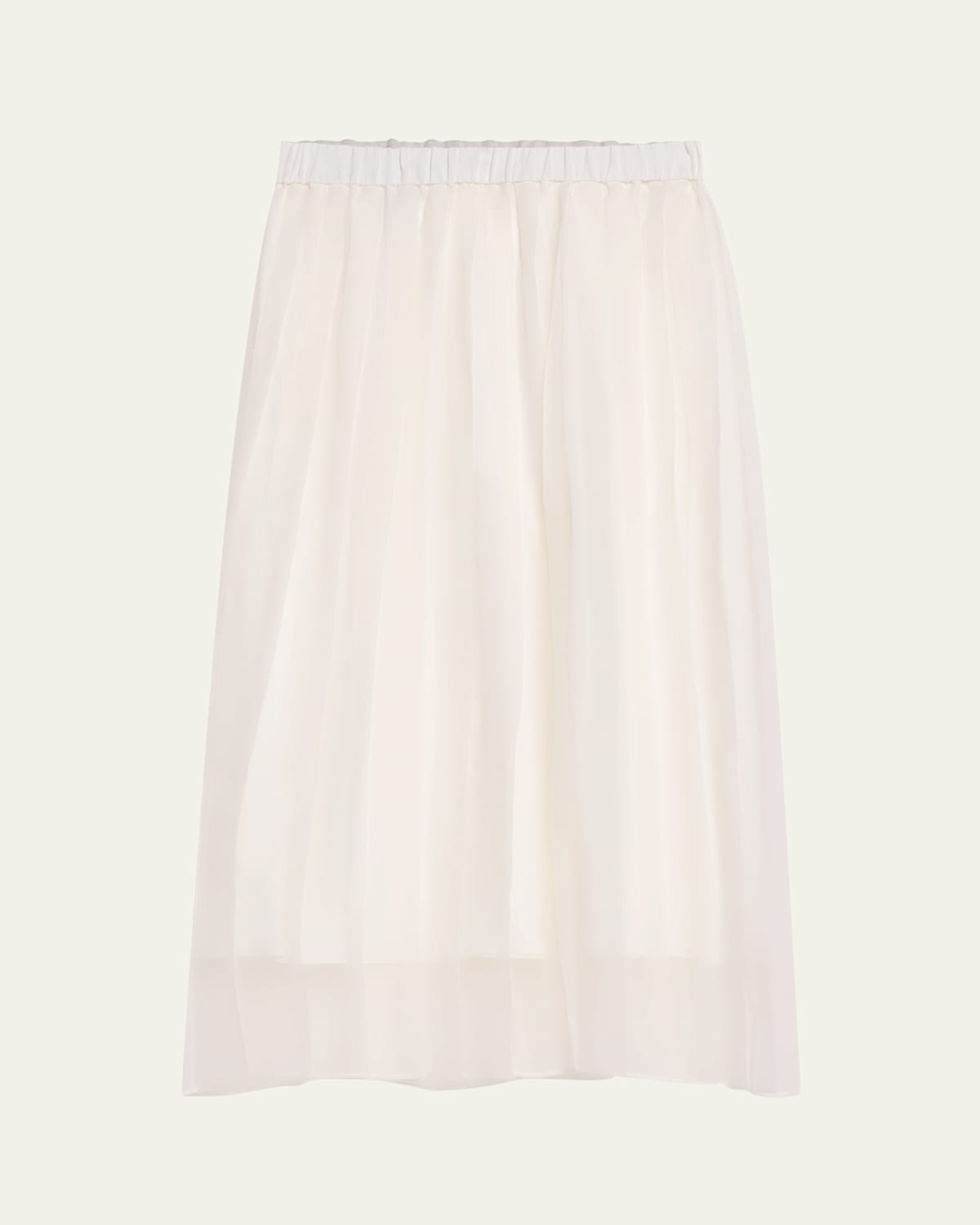 BRUNELLO CUCINELLI CRISPY SILK CHIFFON PLEATED MIDI SKIRT 