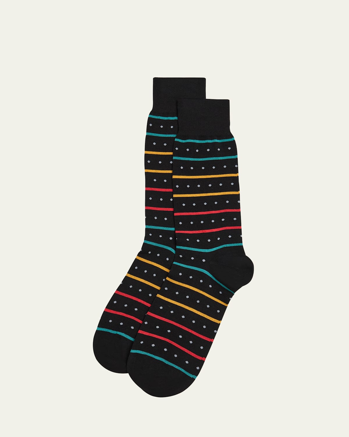 Paul Smith Navy Blue Cotton-blend Polka Dot Stripe Socks In Black