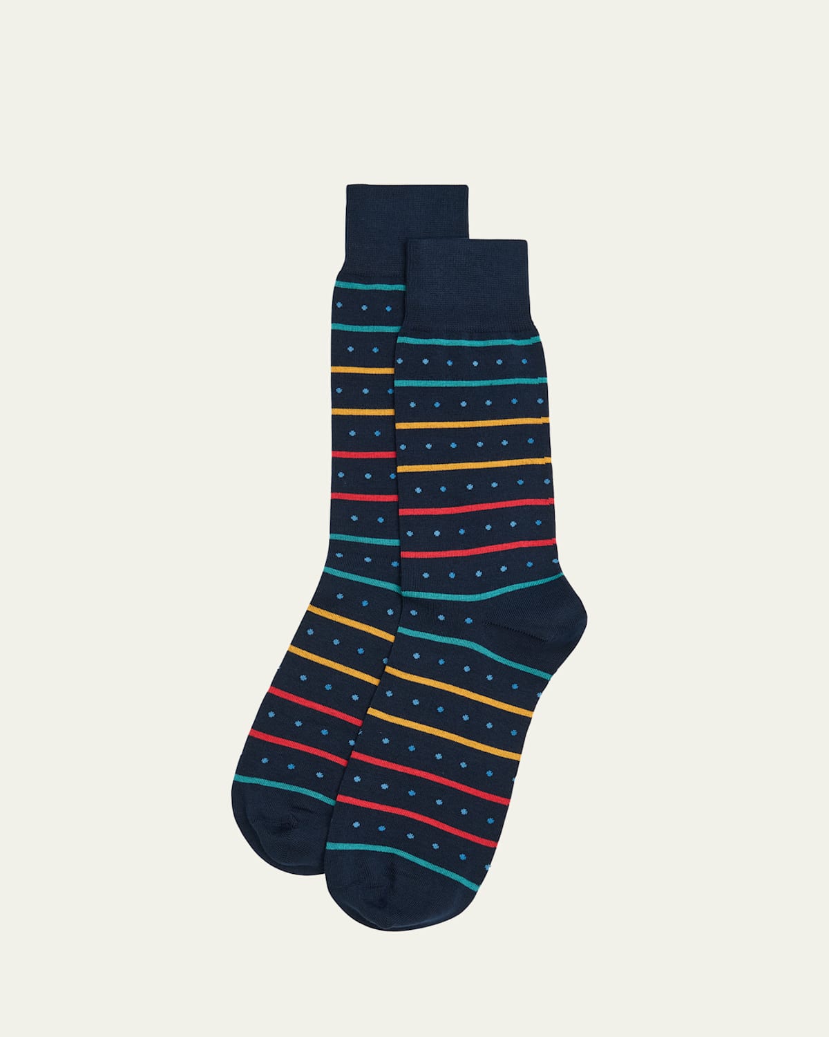 Paul Smith Navy Blue Cotton-blend Polka Dot Stripe Socks In Navy