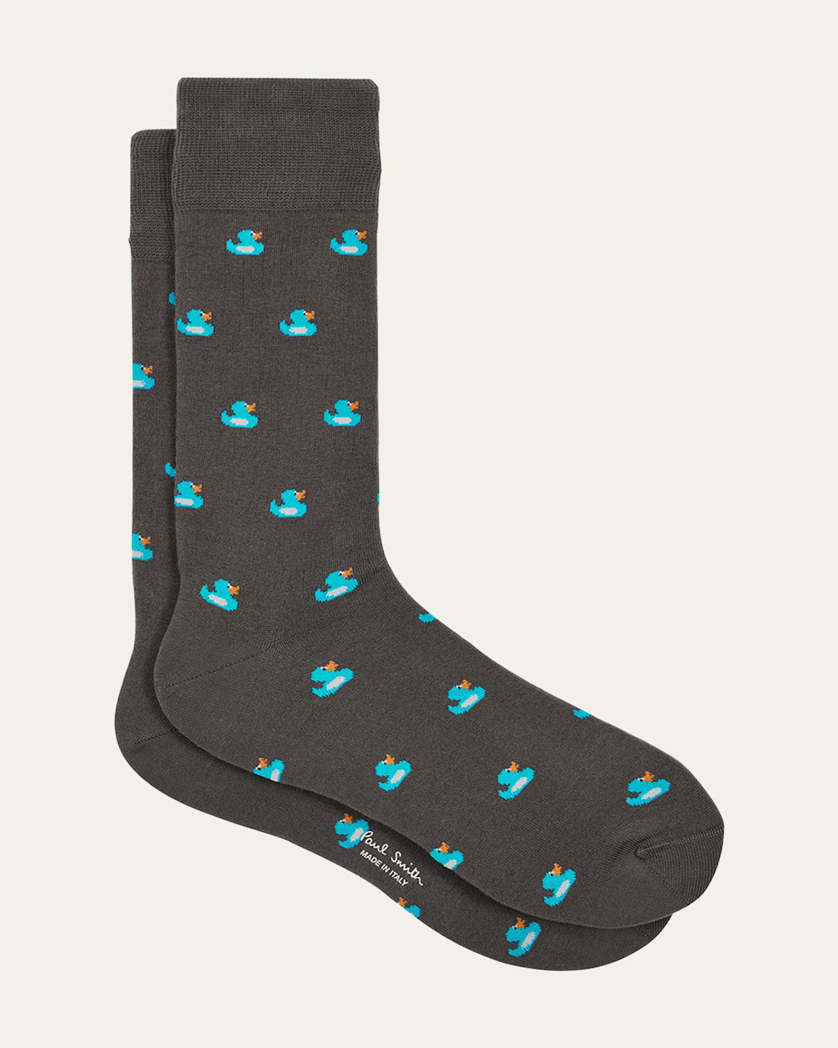 Shop Paul Smith Men's Animal-print Cotton-stretch Crew Socks In Slate